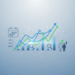 magnifying glass over a graph showing early year hiring signals and job traffic data trends