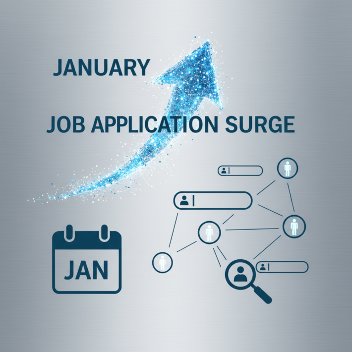 chart showing a sharp increase in job applications during january, representing the january apply surge and its impact on job visibility