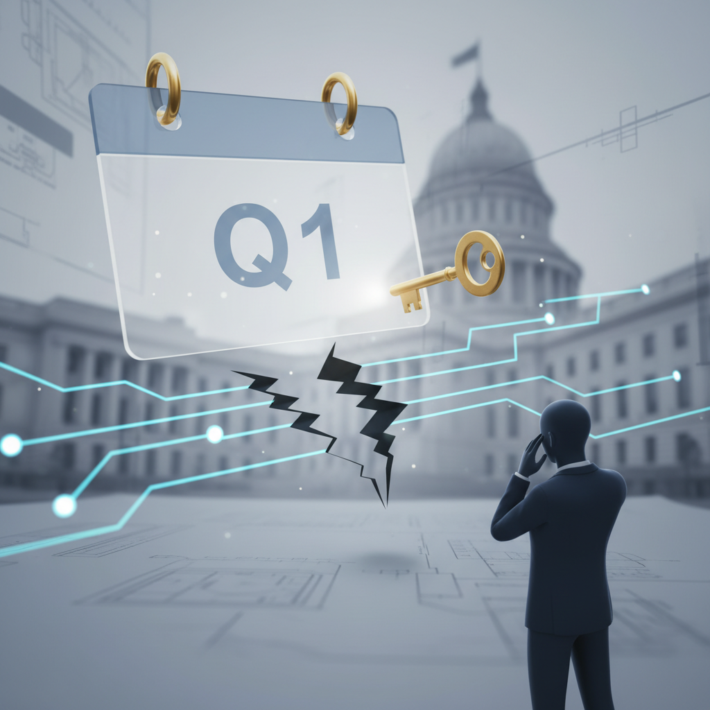 a calendar showing q1 marked with compliance tasks for federal contractors, illustrating the challenge of q1 ofccp compliance gaps without realizing it