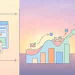 website displaying content, arrows connecting to a growing bar chart, envelopes, and a handshake showing improved craigslist response rate over time.