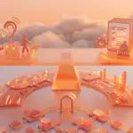 abstract illustration representing disability compliance with accessibility symbols on a scale