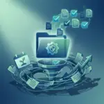 folder with a shield and gear processing ofccp documentation through a funnel.