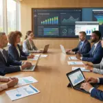 diverse business professionals in a boardroom meeting discussing budget approval recruiting strategies.