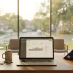 laptop displaying a dashboard with recruitment data next to a folded american flag, symbolizing memorial day recruiting recovery.
