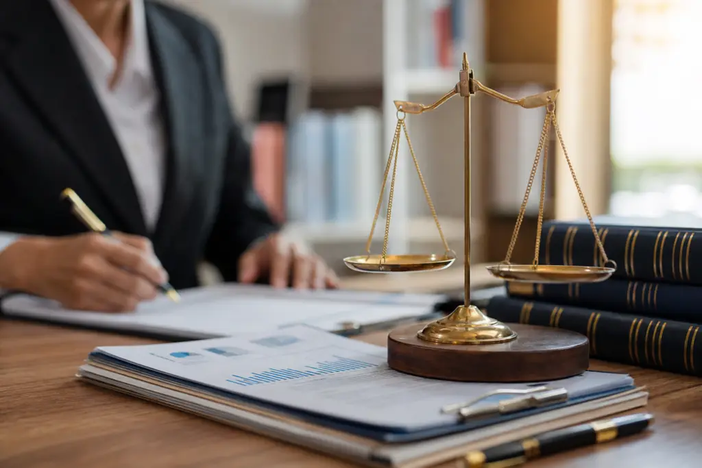 person reviewing documents and a brass scale, reflecting ofccp affirmative action updates.