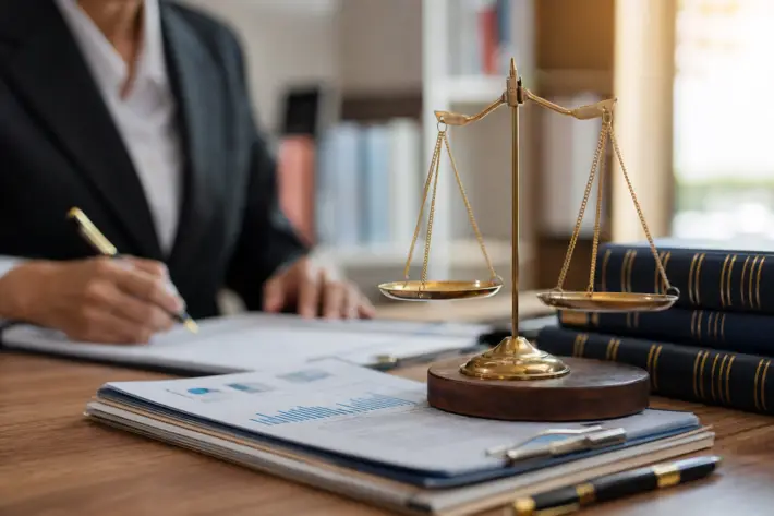 person reviewing documents and a brass scale, reflecting ofccp affirmative action updates.
