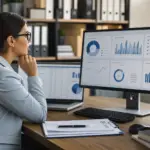 woman analyzing data dashboards for ats integration audit compliance